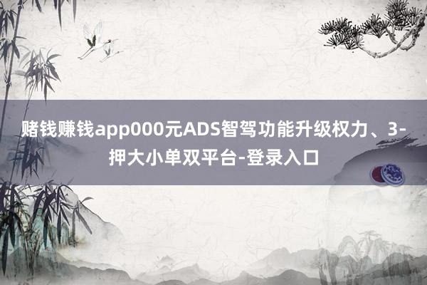 赌钱赚钱app000元ADS智驾功能升级权力、3-押大小单双平台-登录入口